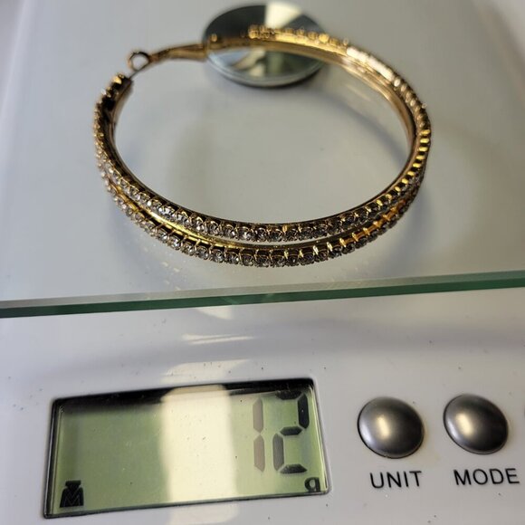 Double Hoop Earrings with Crystals - Picture 6 of 6